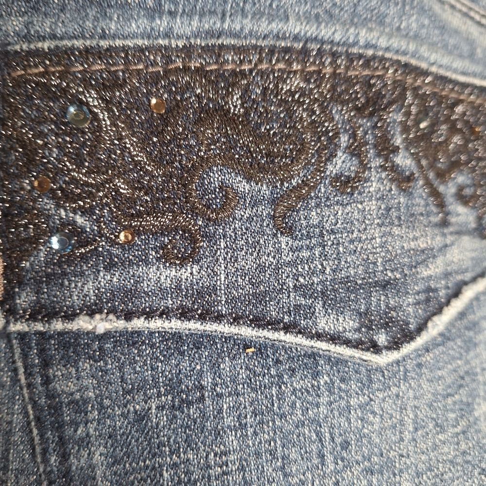 Sasson Ooh La La Vintage Bootcut Boogie Embellished Pockets High Rise Jeans Sz 8 - Picture 7 of 11
